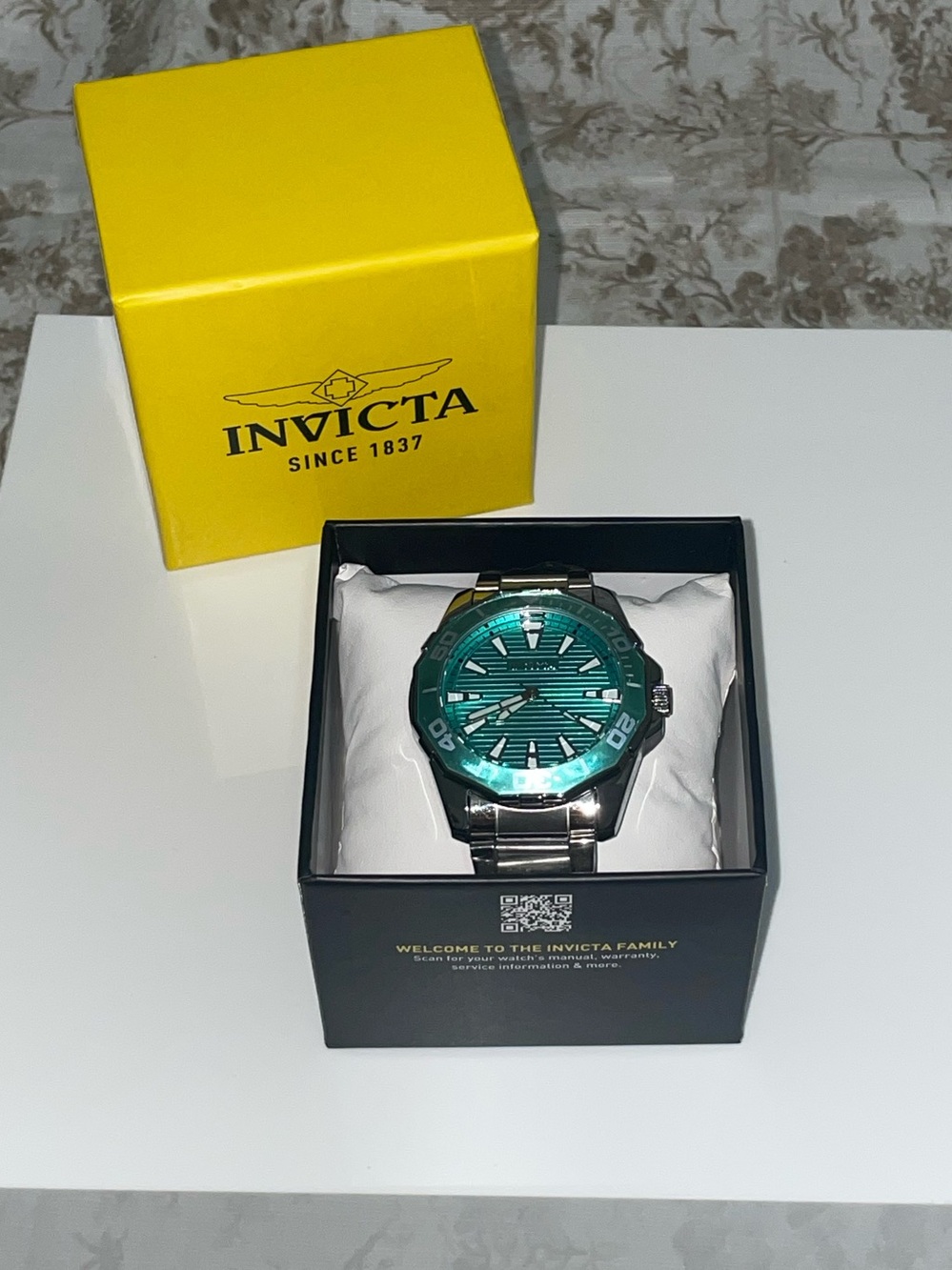 Invicta Silver-Tone Watch with green face